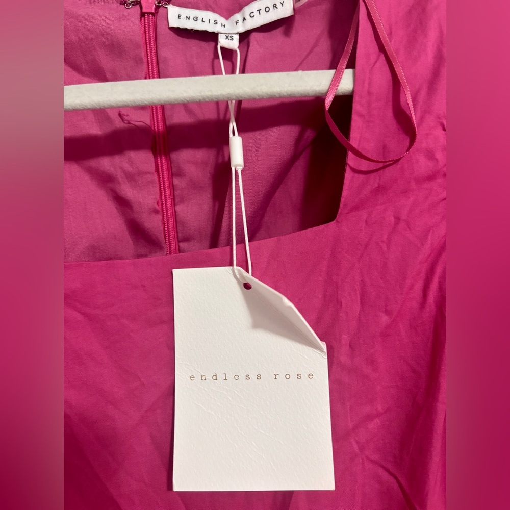 English Factory Magenta Square-Neck Tiered Midi Dress- NWT Sz XS - Picture 4 of 4